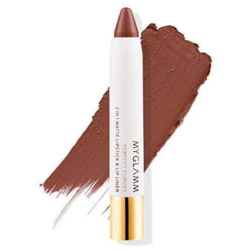 Image of MyGlamm Perfect Curves Matte Lip Crayon (Rich Chocolate), 4.5 g - Cruelty Free & Vegan