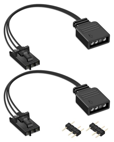Image of GELRHONR 3 Pin to 5V 3 Pin ARGB Female Adapter for Cor-sair RGB Hub, Commander Core, iCUE Commander Core XT and Lighting Node Core, 2Pack (3 Pin to ARGB)