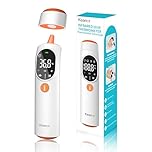 Thermometer Forehead and Ear Thermometer, Digital Infrared Thermometer, Baby Thermometer, Accurate,1s Measure, 40 Set Memory, Mute Mode, LED Screen for Adults Kids with Storage Bag White-Orange