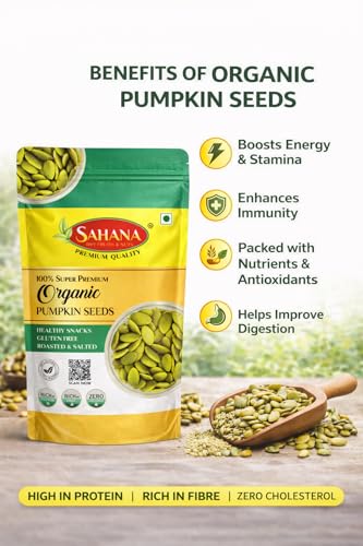 Image of Sahana Organic Pumpkin Seeds, Roasted and Salted, Gluten Free, High Protein, Rich in Fibre(1kg)
