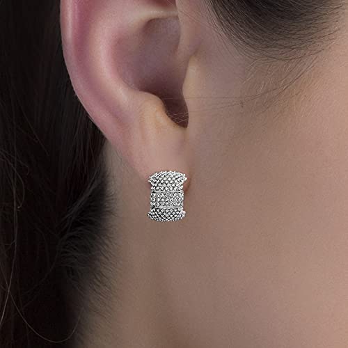 Badgley Mischka Women's Earrings - Wedding Bridal Elegant Beaded Texture Pave Rhinestone Clip On Earrings for Women2
