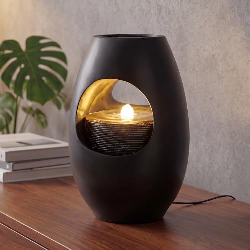 Zimmerbrunnen Blumenvase schwarz BK913 mit LED Beleuchtung...