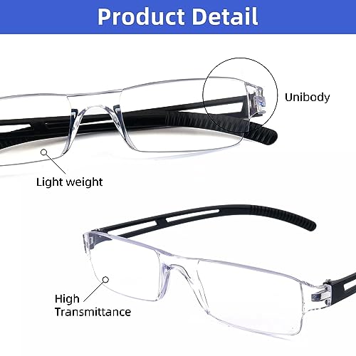 Ryegis ONEBODY02 Pack 4 Rimless Reading Glasses,Blue Light Clear Frames Reader Lightweight thumb #4