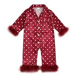 Kavousa Infant Baby Girl Christmas Pajamas Pjs Long Sleeve Button Down Newborn Pajama Romper Sleepwear One-piece Pjs Lounge (D Red, 0-3 Months)