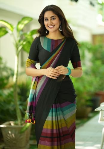 Image of Jack & Jini Women's Floral Print Pure Georgette Saree with Blouse Piece | Soft Casual & Festive Drape | Gift for Mother, Wife.