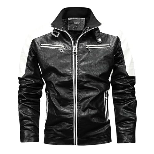 Veste en cuir synthétique pour homme veste de moto chaude décontractée
