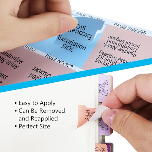Abas de índice para DSM-5-TR, DSM-5, abas DSM-V-TR laminadas e codificadas por cores, com 18 abas em