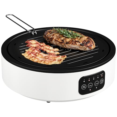 HOMCOM Plaque de cuisson et de gril 2 en 1...