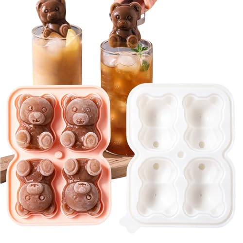 Ice Cube Trays - Bear Shape Ic?e Mold | Food Grade Silicone Freezer Icetray For Whiskey, Cocktail, Juice, Coffee | Cute Bear Sha