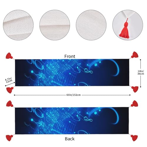 Chemin de table rustique bleu musique pour raviver table terne