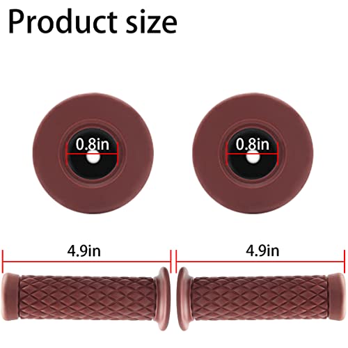 Image of Motorcycle Hand Grips, Non Slip Rubber Bar for 7 /8 inch 22mm /24mm Handles, Vintage Motorbike Thruster Grip, Handlebar for Hand Comfort, Universal for Motocross Scooter Dirt Bike, Open End (Brown)
