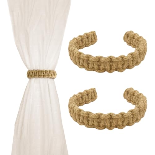 Bralucy 2 Stück Geflochtener Vorhang Raffhalter, Retro Raffhalter für Vorhänge, Boho Gardinenhalter, Jute Raffhalter für Office Wohnzimmer Schlafzimmer Dekorative Vorhänge Bralucy 2 Stück Geflochtener Vorhang Raffhalter, Retro Raffhalter für Vorhänge, Boho Gardinenhalter, Jute Raffhalter für Office Wohnzimmer Schlafzimmer Dekorative Vorhänge