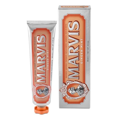 Marvis Zahnpasta Ginger and Mint, 85 ml, einzigartig aromatische Zahncreme bekämpft Plaque und reduziert Bakterien, Zahnpasta mit Geschmack für anhaltende Frische*
