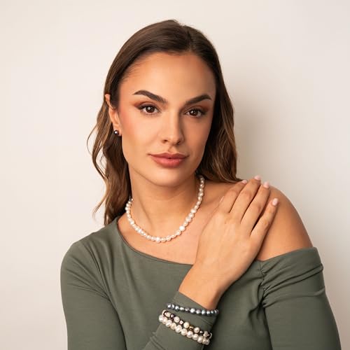 Image of Secret & You Woman Bracelet with White or Colorful Baroque Freshwater Cultured Pearls - 8-9 mm -18 cm Elasticated Band