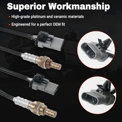 4PCS Oxygen O2 Sensor Upstream Downstream Compatible with Chevy GMC Cadillac 4.3L 5.3L 6.2L 2014-2017 Silverado Sierra 1500, 2015-2018 Suburban Tahoe Yukon XL, Escalade ESV Replace 234-4940 234-4974 by BELKEBIR - Used condition - Image 4