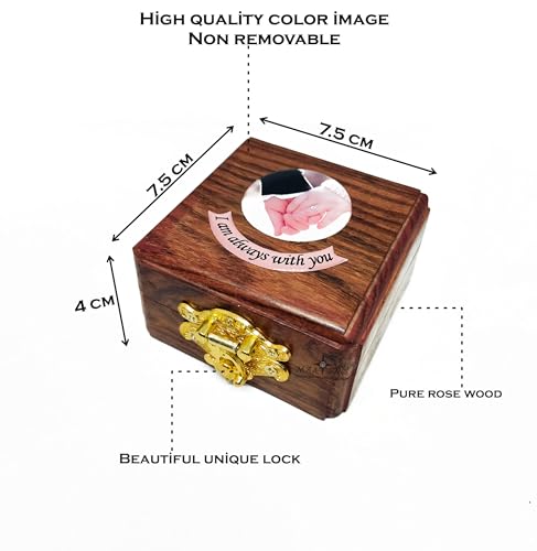 Brújula con caja de madera y candado, regalo romántico miniatura 5
