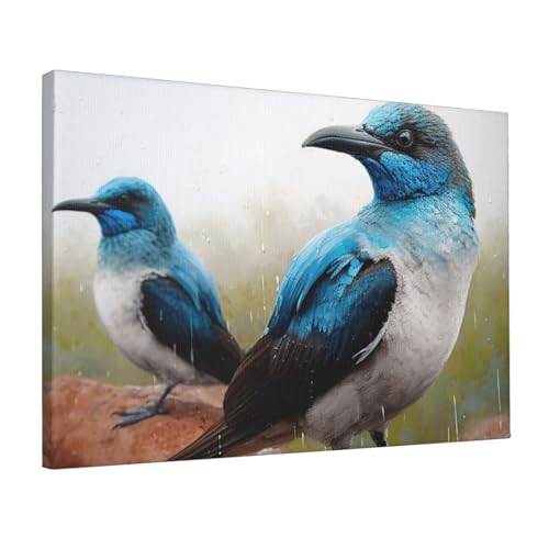 Impression sur toile d'oiseau bleu : affiche murale décorative 45x30 cm pour salon et bureau