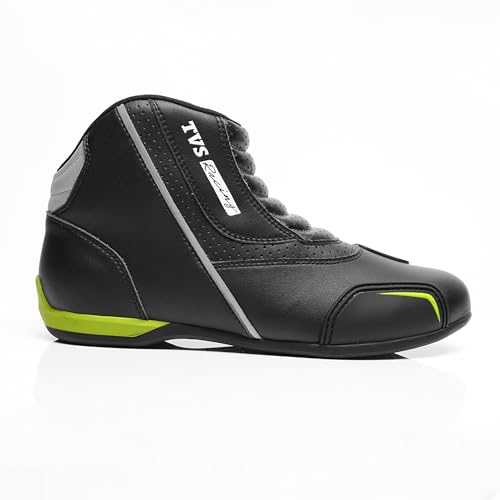 Image of TVS Racing Ankle Length Slip-On Riding Boots for Men:Waterproof Riding Shoes with Reflective Panel