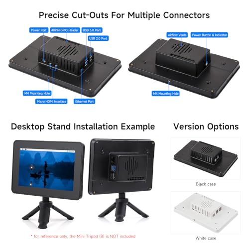 Image of Waveshare Protective Case, Compatible with RPi 7inch Touch Display 2 and Pi 5,Compatible with Multiple 7inch Screens, Reserved Rich Interfaces, Includes Back Cover Only, White