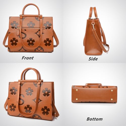 Bolso Tote de Cuero Vegano para Mujer, grande y floral miniatura 3