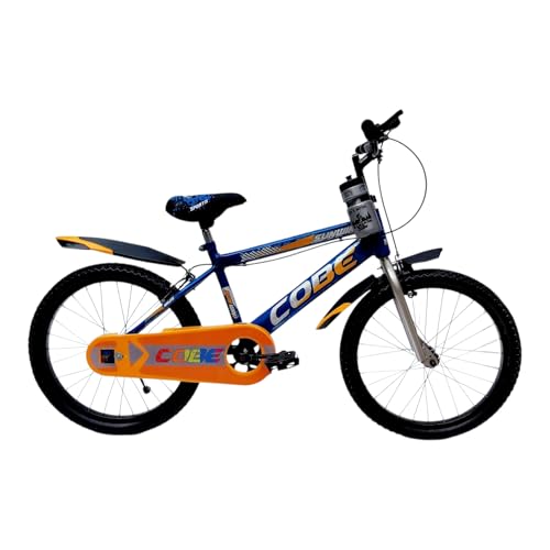 Image of Cobe 20 Inch Kids Bicycle for 6-8 Years Boys & Girls | PU Seat | Steel Rim | Caliper Brakes | TNT BMX Handle | Water Bottle | Chain Cover & Plastic Fenders | Heavy Duty Pedals Blue