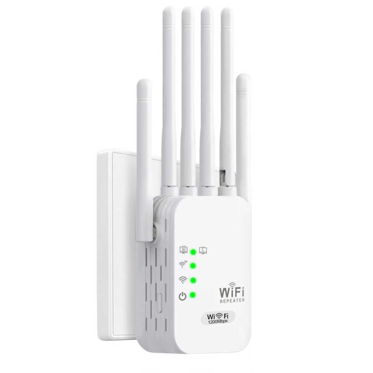 Repetidor Señal WiFi Extender,Amplificador Señal WiFi,6 Antenas,2 Puertos LAN,Repetidor WiFi Largo Alcance,Cobertura 360° de hasta 9800 m³,para Oficinas y Casa,fácil de Instalar (600)