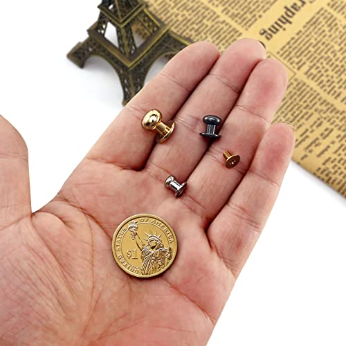 TiSuit 50 Sets Chicago Screws Round Head Button Cross Screw Stud Rivet for DIY Craft Leather Repairs Decoration Accessories (Silver,8mm)
