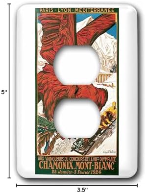 3dRose lsp_126031_6 Vintage Winter Olympics 1924 Chamonix Mont-Blanc Travel Poster - 2 Plug Outlet Cover image 4