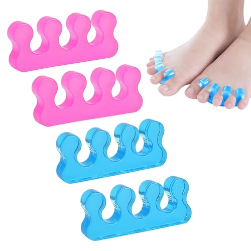 4Pcs Toe Separator Toe Separators for Nail Varnish Reusable Correctors for Silicone Toenail Dividers Overlapping Toes - Foot Realignment Toenail Polish Painting Pedicure Foot Pain Relief