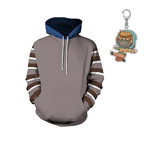 FHLONG Ticci Toby Hoodie,Creepy Macabre Ticci Toby Cosplay Sweatshirt Pullover Jacket for Halloween(with Keychain) (L), Multicolor
