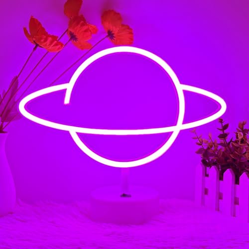 Image of Planet Neon Light Purple, LED Signs Planet USB /3*AA Battery Operated Planet Classroom Neon Signs Decor Planet Neon Light Signs for Bedroom, Boys&Girls Room, Gaming Room Decor, Christmas Gifts
