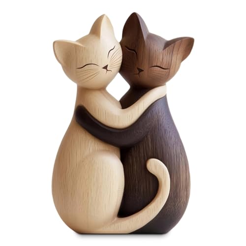 Cunegra 2D Holz Deko Katze Süßes Geschenk für Katzenliebhaber Katzen Deko Holz für Zuhause und Büro Niedliche Katzenfigur Katzendeko für Wohnzimmer Schlafzimmer Flur Regal