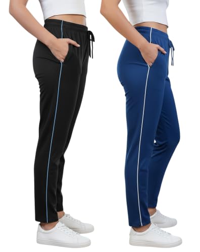 Image of Women Cotton Regular Fit Track Pants (Pack of 2)