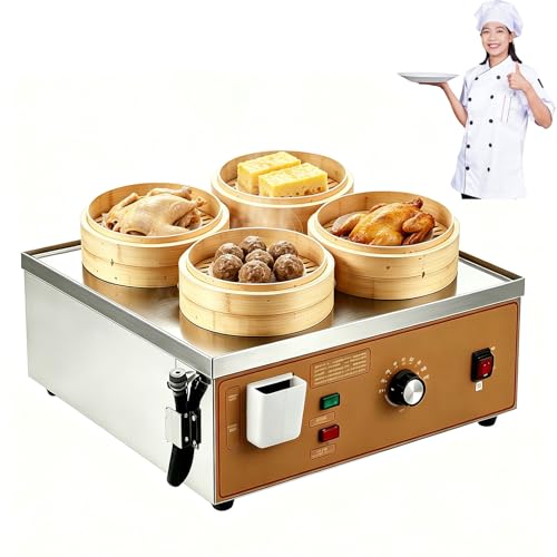 ORIDLECTAL 4 Hole Bun Steamer with Water Filling Port – Anti-Dry Burn, Perfect for Dim Sum & Breakfast Shop