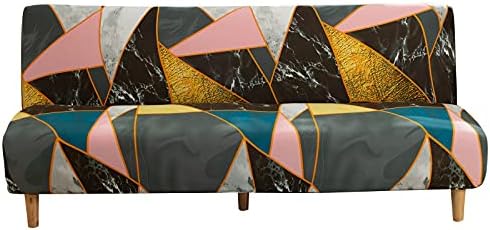 Beacon Pet Stretch Sofa Slipcover Armless Futon Cover Printed Fitted Furniture Protector Elastic Polyester Spandex Washable Armless Sofa Cover Folding Couch Shield Sofa Cover