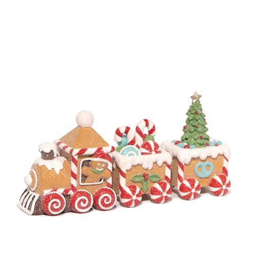 Hodao Christmas Gingerbread Man Train Decoration Xmas Figurines Winter Decor Handmade Gingerbread Man Train for Xmas Gifts - Christmas Day Party Home Table Decor (Brown-S)