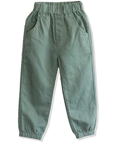 CUNYI Boys' Linen Pull-On Jogger Pants Solid Color Casual Pants