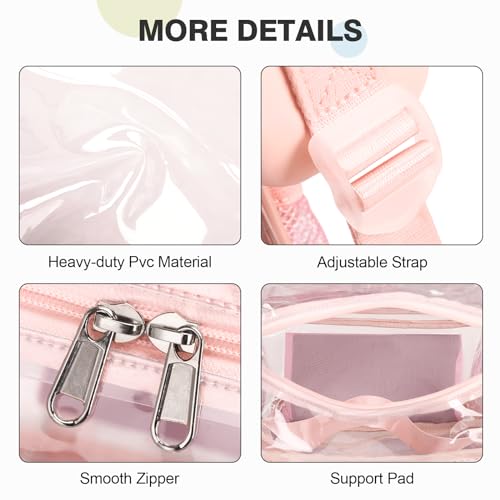 2PCS Clear Backpack for Women Girls, Heavy Duty Clear Backpack with Clear Tote Bag for Stadium Events, See Through Backpack, Large Transparent Backpack Clear Bookbag for Concert Work Travel4