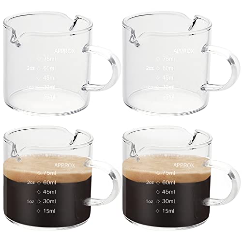 Juego de 4 Vasos Medidores de Vidrio con Doble Pico 75 ml miniatura 1