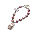 JuBeCo Handmade Personality Design mobile phone chain artificial crystal Lanyard pendant color beaded pendant chain universal. (Pink planet)