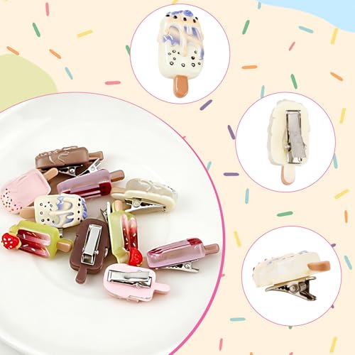 10 piezas pinzas mini helado para cabello niña miniatura 3