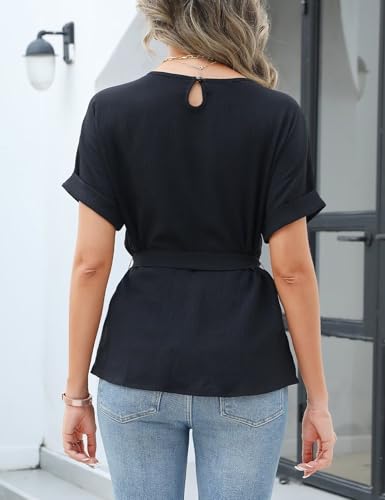 CiCiBird Women Dressy Casual Blouses Summer Peplum Tops Work Pleated Blouse2