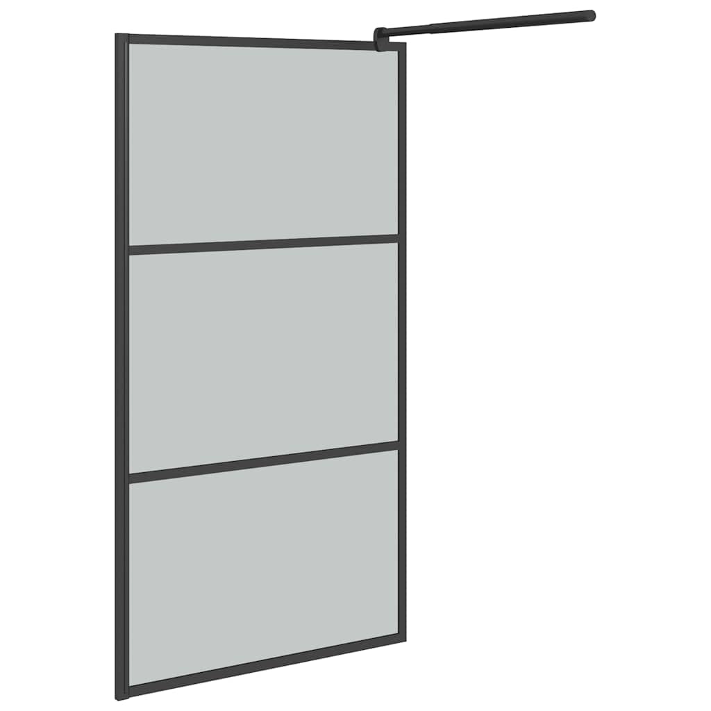 Ścianka prysznicowa Walk-In 115 x 195 cm, szkło ESG, ciemna z aluminiową ramą, czarna, regulowany profil i drążek podporowy, stabilna kabina prysznicowa do łazienki, ochrona przed pryskaniem