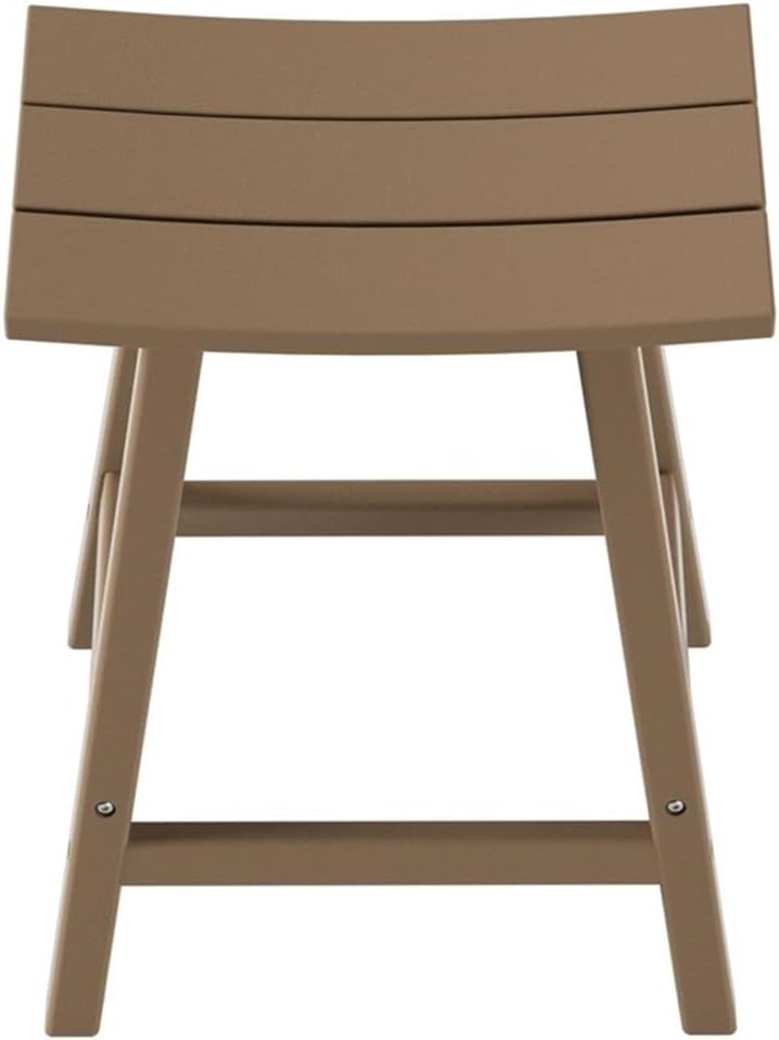 Costaelm 24" Height Outdoor Bar Stools, All-Weather Bar Stools, Adirondack Poly Patio Bar Stool for Patio, Deck, Kitchen Counter and Garden, Weathered Wood
