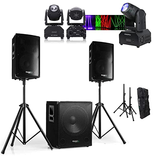Ibiza Sound Light Pack Sono 2000W Ibiza Sound - Caisson 800W - 2 Enceintes 600W - 1 Lyre Beam DMX RVBB LMH250-RC - Mariage - Evènement - Fête