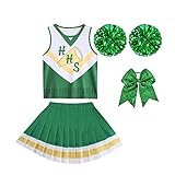Stranger Zombies Alien 3 Cheerleader-Outfit Mädchen Kleid Filmkostüm Jubbeln mit Pompons 2-13 Jahre (Geen1,8-9 Jahre, 8 Jahre, 9 Jahre)