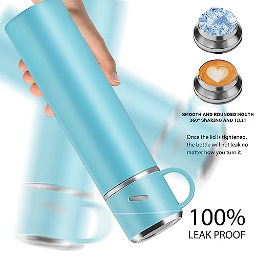 Insulated Water Bottle, 550ml Travel Vacuum Flask, Leakproof Thermal Tea Mug with Lid & Handle - Image 3