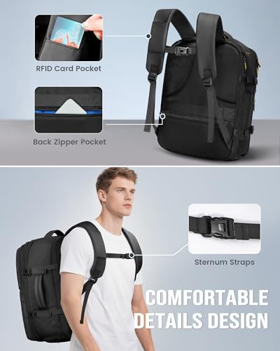 Image of MATEIN Personal Item Travel Backpack 18x14x8 for Spirit Airlines, Black | Shoe Compartment Detachable, Expandable, Underseat Backpack, Fit 17 inch Laptop, Airplane Approved, Carry on Bag Luggage, Mochila