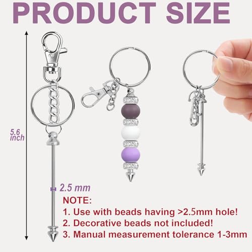 Image of 20 Pcs Beadable Keychain Bars Bulk Blank Creative Cute Keychains Bar for Beads Purse Keychains for Women Man