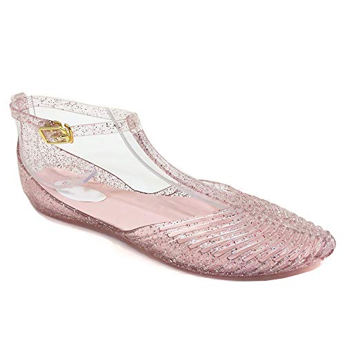 Yehopere Women's T-Strap Jelly Sandal Pointed Toe Clear Summer Beach Flat Sandals #TOP1